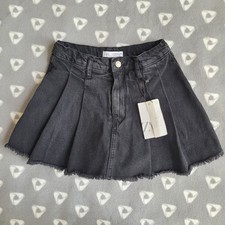 NWT Zara Girls 13/14 Kids Black Denim Skirt Shorts