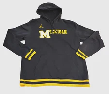 NIKE UNIVERSITY MICHIGAN WOOLVERINES JUMPMAN HOODIE SWEATSHIRT NAVY 2XL