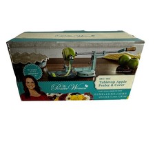 Pioneer Woman Tabletop Apple Peeler & Corer Sweet Rose Suction Spiral Teal
