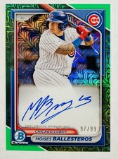 #/99 Moises Ballesteros Auto Bowman Chrome Green Mega Mojo Refractor Autograph