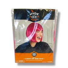 NEW Hyde and Eek! Boutique Shimmer Bright Pink Light Up Bob Wig Adult One Size