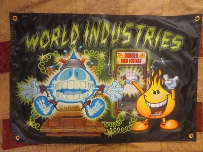 World Industries Skateboard Flame Boy Banner Poster Ronnie Creager Tech Deck DGK
