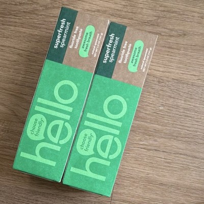 hello Superfresh Spearmint Fluoride-Free Toothpaste 4.7 oz 2 Pack Exp 2027