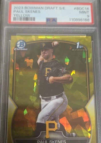 2023 Bowman Chrome Draft Sapphire Edition - Paul Skenes Yellow 20/75 (RC) PSA 9