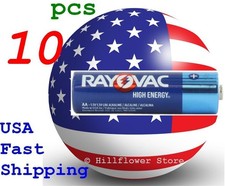 10 piece LR6 E91 AM3 Rayovac AA 1.5V Alkaline Batteries 10 year shelf time