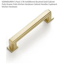 2 Pk Cabinet Pull | Brushed Gold| 3-3/4 inch (96 mm) Center-to-Center