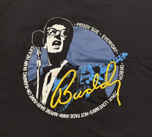 Vintage Buddy Holly T-Shirt Adult Size Large Black 90s - Picture 5 of 7