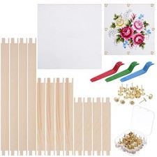 Needlepoint Stretcher Bars Kit - 12-Piece Wooden Frame Set with 100 Tacks,