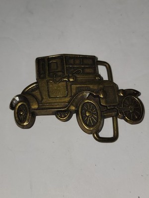 Vintage 1970's 3D Ford Model T Brass Belt Buckle