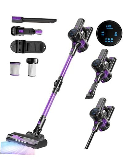 Cordless Vacuum Cleaner, 28KPA Suction Stick Vacuum with LED Headlight, 3