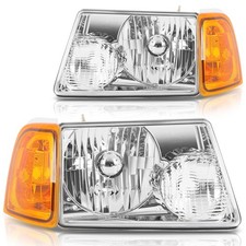 For Ford Ranger 2.3l 2001-2011 Pair Headlight Assembly Chrome Housing For Ford Ranger 2.3l 2001-2011 Pair Headlight Assembly Chrome Housing