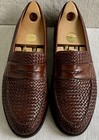 J Peterman Company Made in Italy Brown Woven Leather Penny Loafers US 10.5 M — photo 4