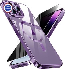 Magnetic for iPhone 14 Pro Max Case Privacy Screen Full Camera Plating Glossy