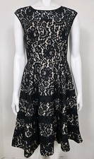 Eliza J Womens Dress Size 6 Floral Lace Sleeveless Black Zipper Cocktail Evening