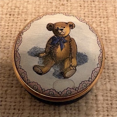Halcyon Days Enamels Teddy Bear Trinket Box w/ Smithsonian Institution Mark