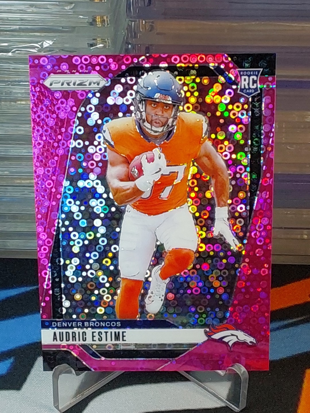 2024 Panini Prizm No Huddle Audric Estime RC #306 Pink Disco Prizm /25