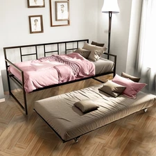 Base De Metal Twin Size Sofa Cama Individual Con Nido Desplegable Para Cuarto