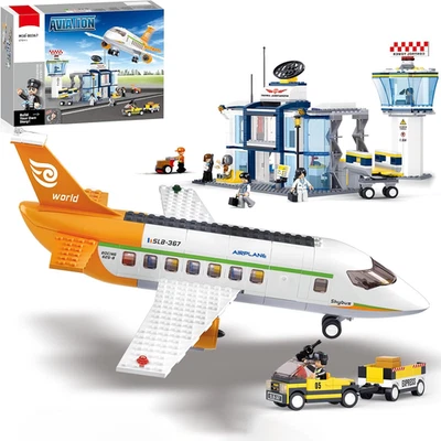 Airplane Building Set, City Airport Passenger Plane Toy, Compatible with Plane - Image 1 of 4