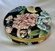 Vintage Style Clamshell Travel Jewelry Box Fabric Covered with Mirror Interior