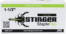 Cap Staples, 1-1/2" StaplePac, 1" Caps, 7/16" Crown Staples 18ga (2000 ct), for