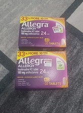 Allegra Allergy Relief Indoor/Outdoor 24 Hour 80 Tablets 2 40 Exp. 02/2026 P