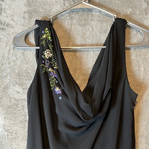Vintage Inspired Alex Evenings draped neckline Beaded Floral Sequin Dress 8 Y2K - Picture 3 of 8