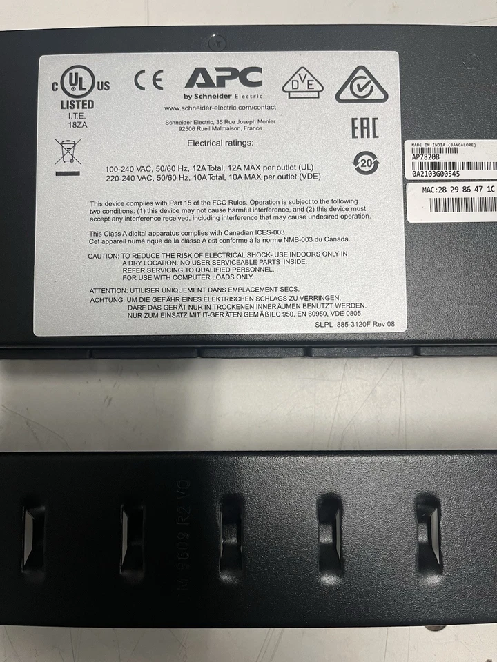 APC AP7820B Metered Rack PDU 12A/208V 10A/230V (8) C13 - Image 3 of 4