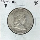 1949 FRANKLIN SILVER HALF DOLLAR ~ XF ~ NICE COIN ~ 90% SILVER