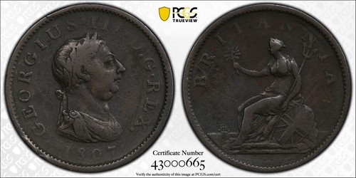 1807 Great Britain Penny 1D PCGS VF30 S-3780 - 第 1/3 張圖片