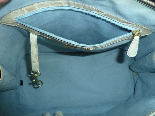 Vintage Brahmin 3 tone yellow croc skin leather hand bag w/ matching wallet - Picture 11 of 12