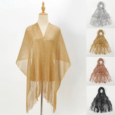 Women Scarves Tassels Shawls Wraps Shimmer Long Shawls Fashion Long Fringe Scarf