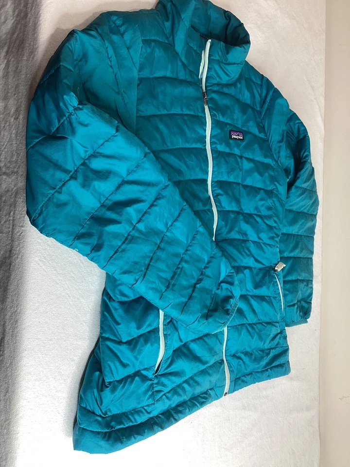 Chaqueta Patagonia Niñas XL Tobago Azul Teal Embalable Plumón de Ganso Claro Foto 2 de 4