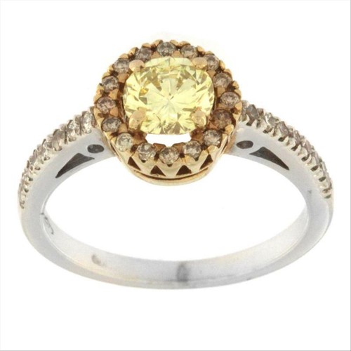 Solitaire Ring Woman White Gold 18kt with Fancy Diamond 0.97 ct 3.75 gr - Picture 2 of 5