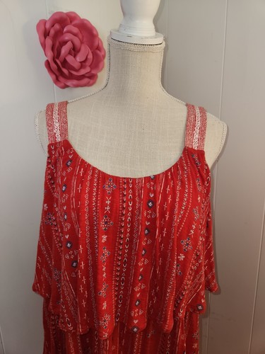 Style & Co Damen Gr. 1X rot/weiß bedruckt Volant ärmellose Bluse Tanktop  - Bild 4 von 18
