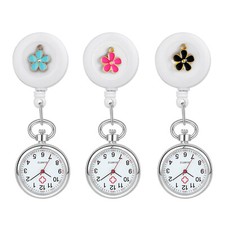 Cute Flower Fob Quartz Stretchable Clip-on Pocket Brooch Watch Nurse Doctor Work