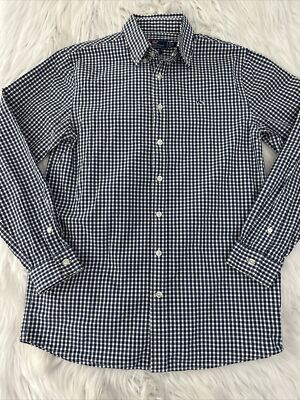 Vineyard Vines XL 18 Boys Blue Check Button Up Shirt Long Sleeve Collar