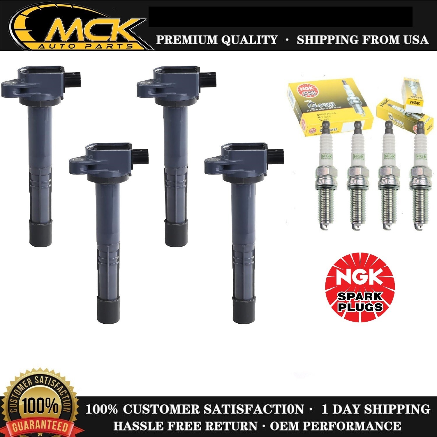 4X Ignition Coil  4X NGK Spark Plug For Honda Crosstour CR-V Civic