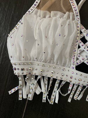 LA Designs Dancewear Top Custom With Rhinestones - White Child