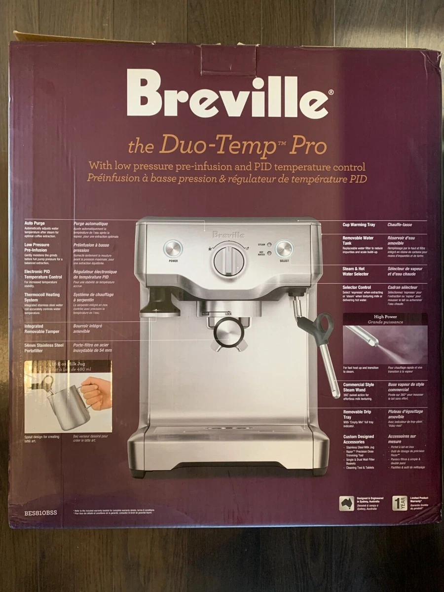 Breville coffee machine top duo temp pro
