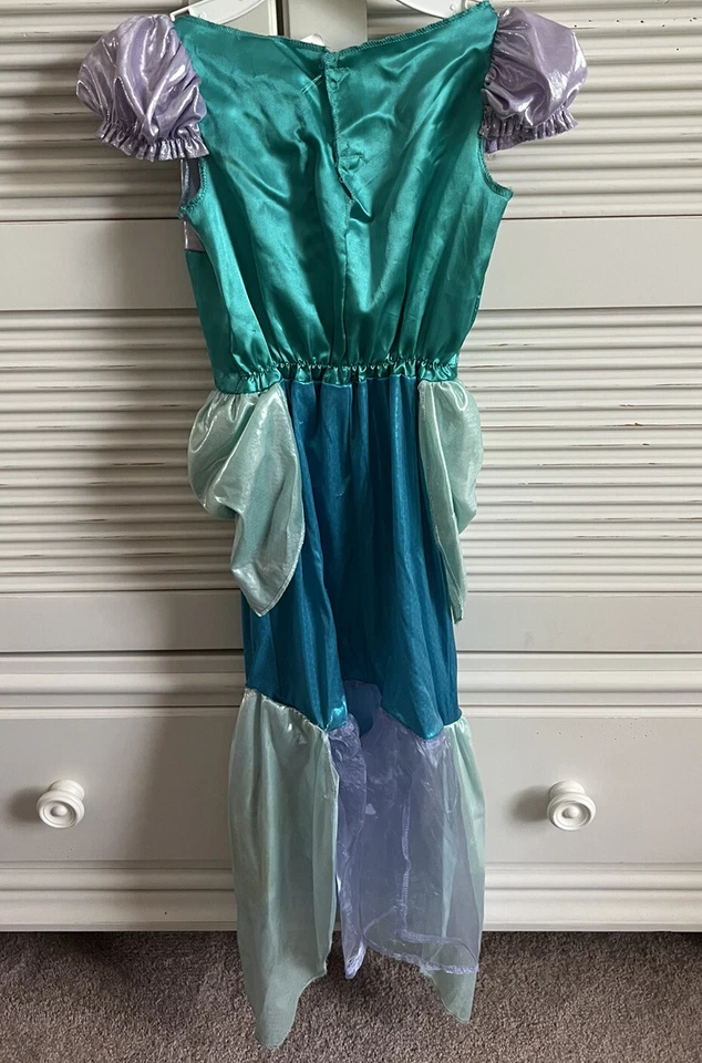 Vestido Disfraz Sirenita Disney Ariel Talla 4-6X Pelo Lazo y Corona a Juego Foto 2 de 4
