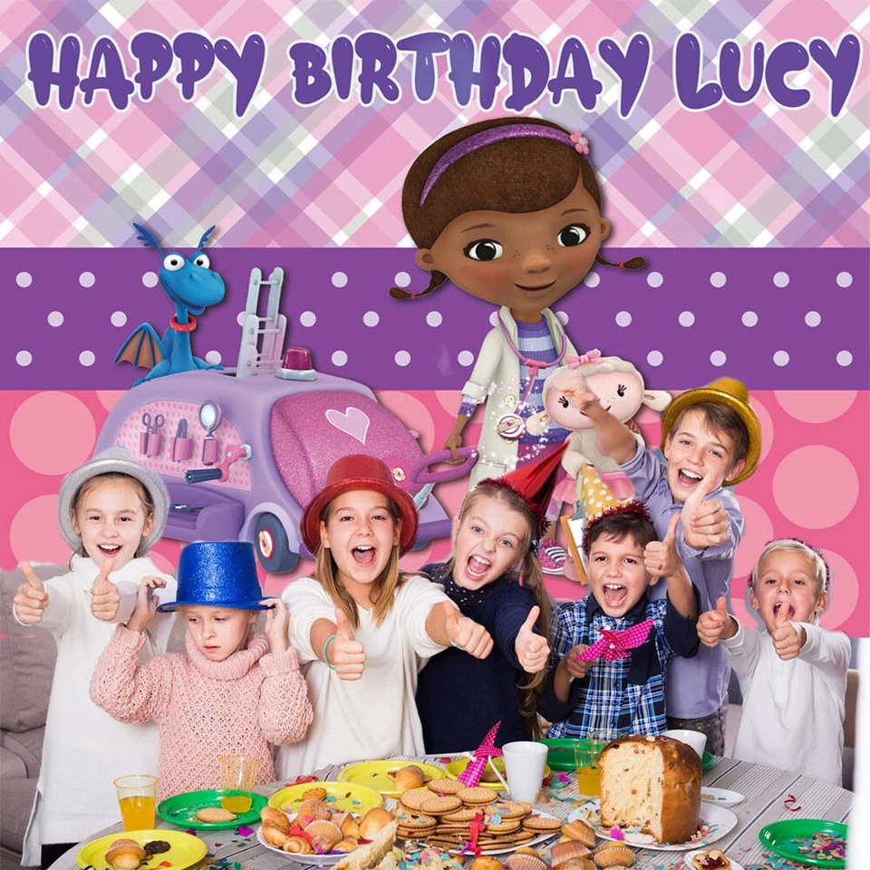 Doc McStuffins Personalised Custom Banner Backdrop Party Supplies Birthday Gift - Image 3 of 4