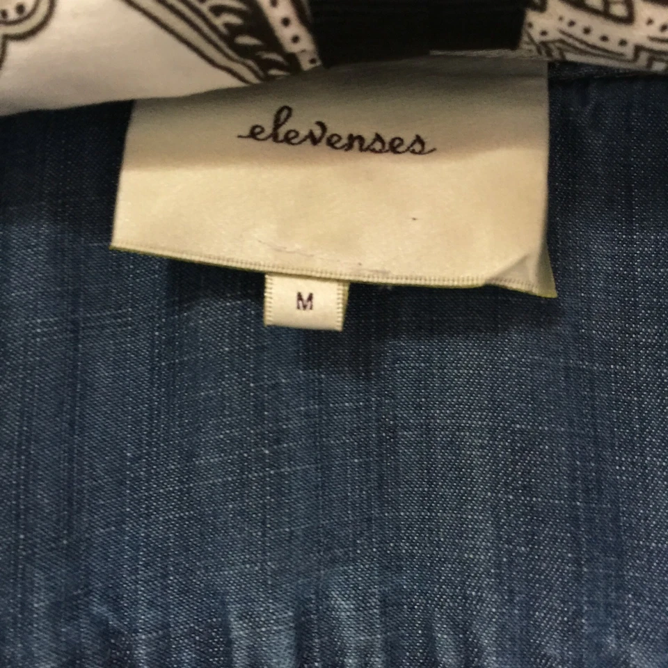 Blusa Top Elevenses Anthropologie Mujer Cuello Dividido Cambray Wagner Azul Mediana Foto 2 de 4