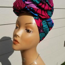 Pink, Teal And Blue Headwrap;African Headwrap; African Clothing; African Fabric
