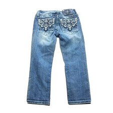 Miss Me Jeans Ciffed Capri Medium Wash Denim Cropped Studded Bottoms Size 24