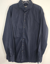STENSTROMS FITTED BODY Stretch Black Button Up Long Sleeve Shirt 17 43 Mens