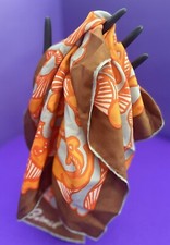 Vintage BURMEL Silk Scarf, Hand-rolled Hem Orange Brown 22  SALE 