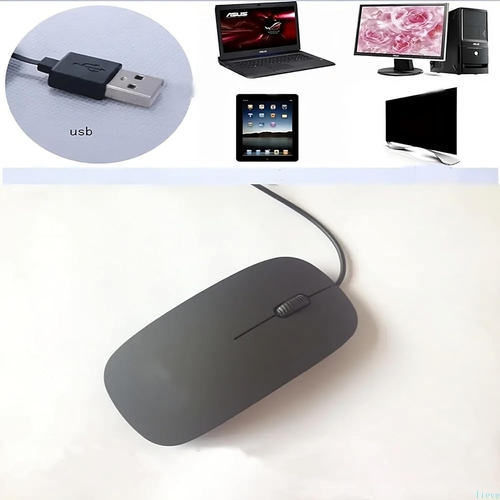 USB Wired Slim Mouse Optical 2.4GHZ Desktop Mouse 3 Button Ultra Slim Black - Picture 4 of 12