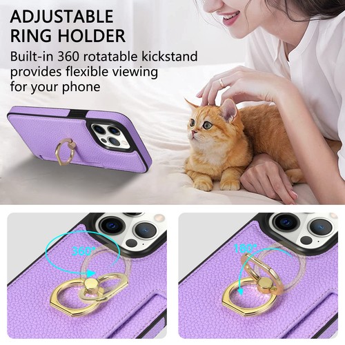 Leder Karten Halter Ring Ständer Hülle für iPhone 14 Pro Max 13 12 11 X 8 7 - Bild 36 von 44