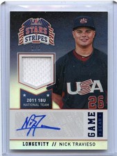 2015 USA STARS & STRIPES #79 NICK TRAVIESO AUTOGRAPH JERSEY RC #1/5, REDS