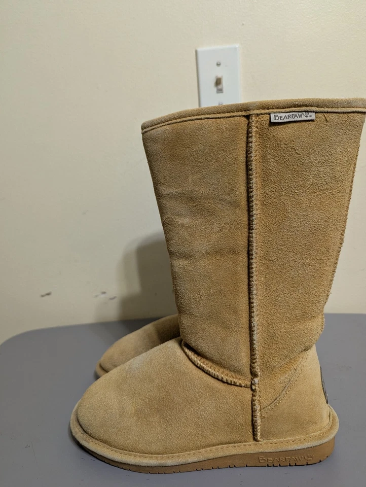 Высокие сапоги Bearpaw Emma замшевые натуральная овчина шерсть с подкладкой коричневые женские размер 7 - Изображение 3 из 4